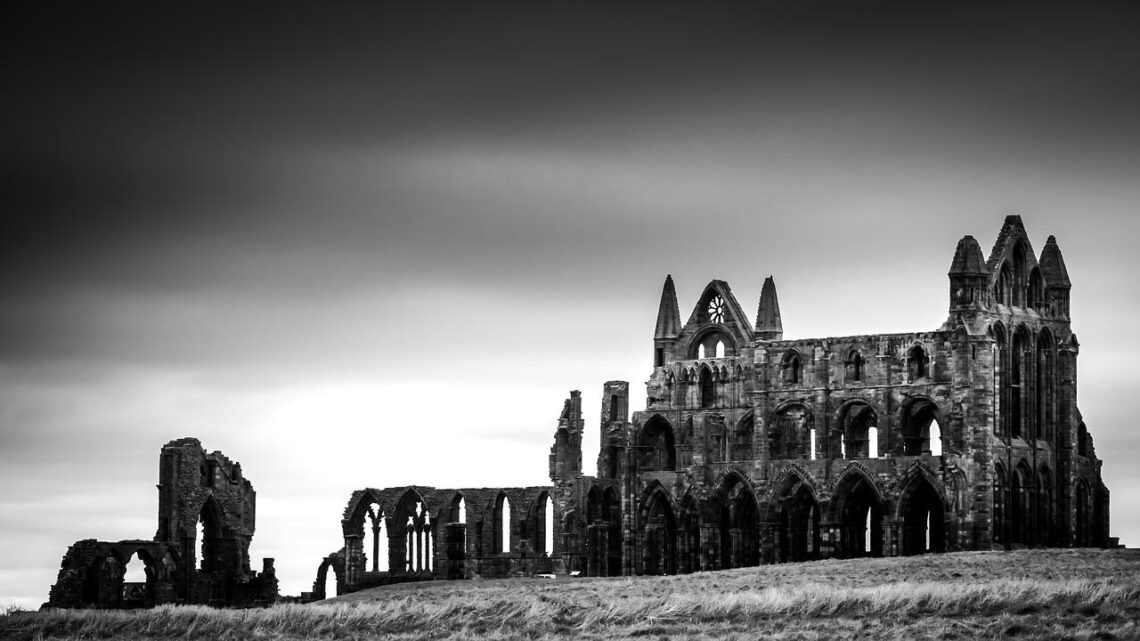 Whitby Abbey black and white