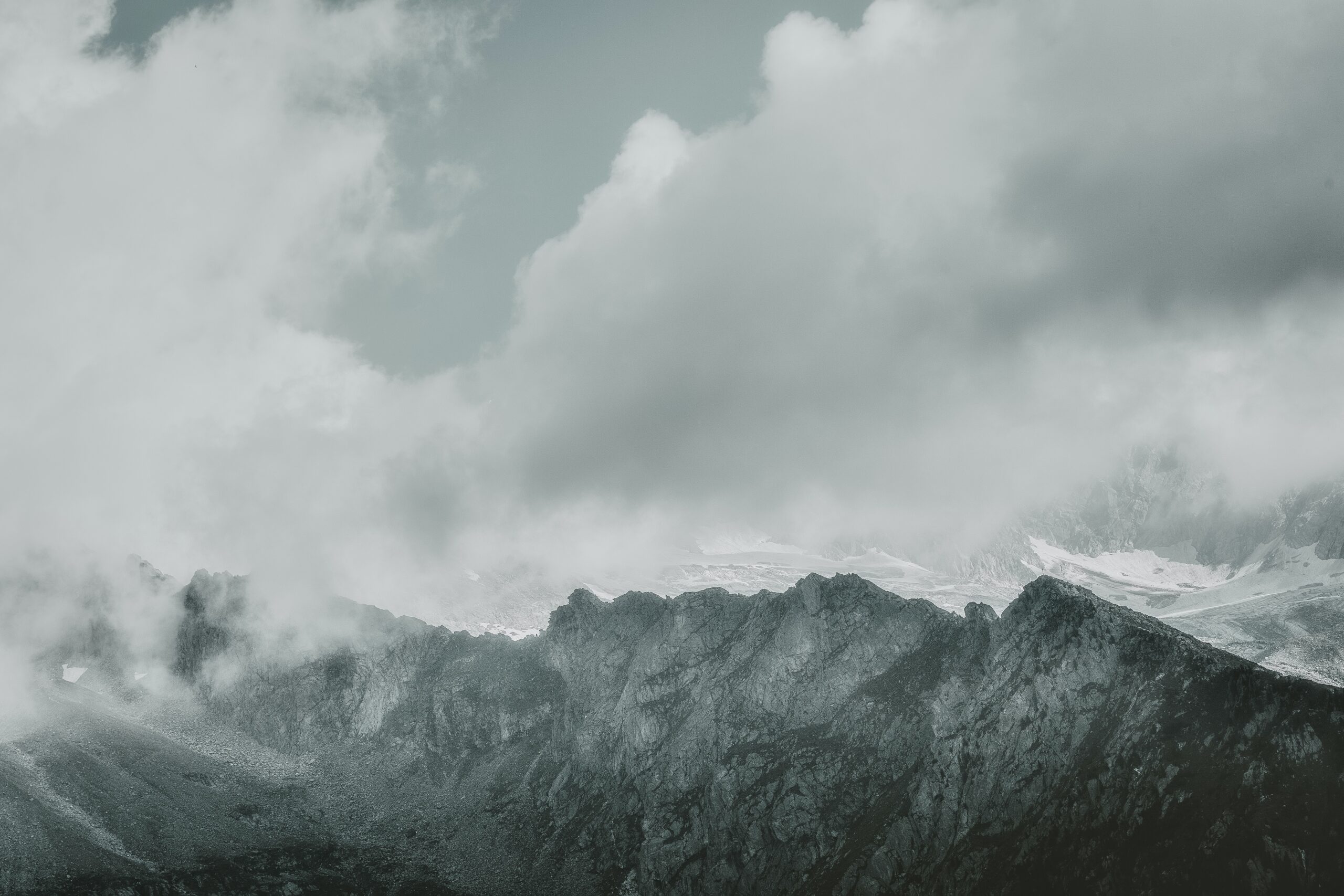 Gray Mountains with Clouds